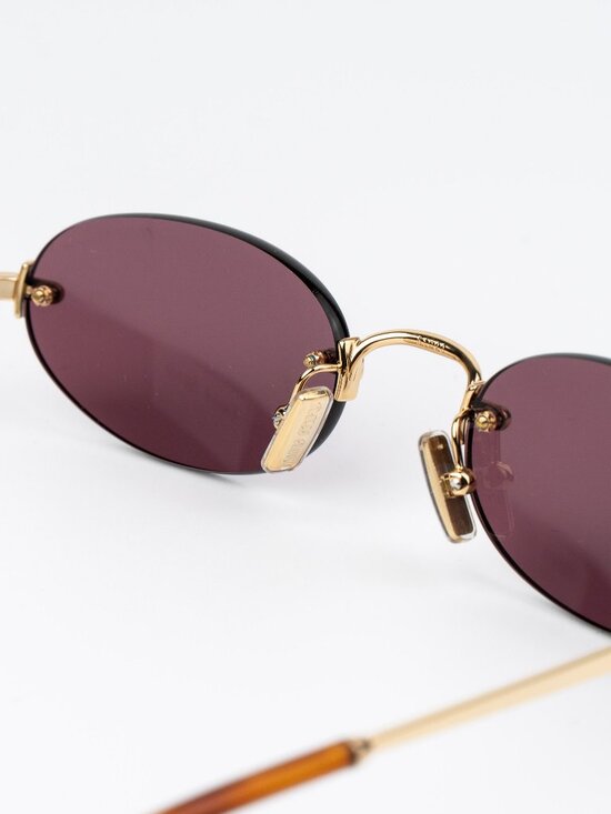 Miu Miu Women Sunglasses Gold Violet Oval MUA54S 5AK20Y NEW AUTHENTIC
